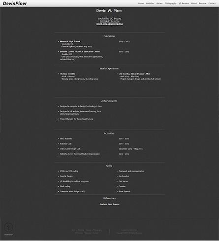 Portfolio Version 1 Resume